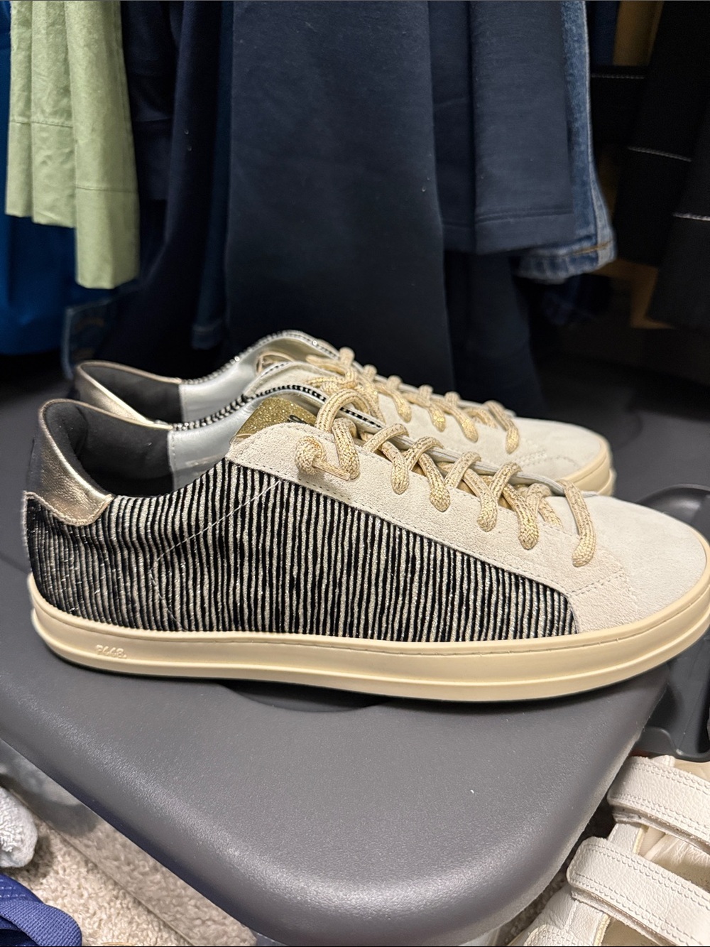 P448 John Low Too Sneaker in Cream, Black and Gold - New - Size 40 (9-9.5)